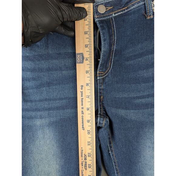 New Harper & Ivy Y2K Juniors 1 Rhinestone Pocket Dark Blue Flare Denim Size 13 - Picture 12 of 12